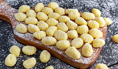 Fresh Gnocchi on Cutting board